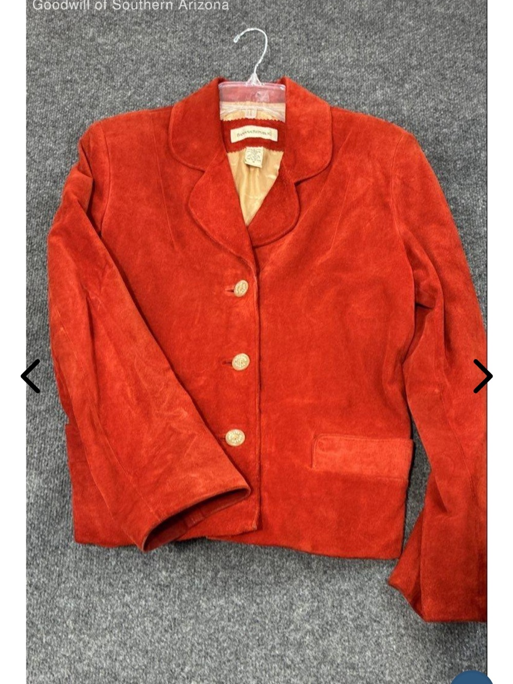 Banana Republic Red Suede Button-Front Blazer